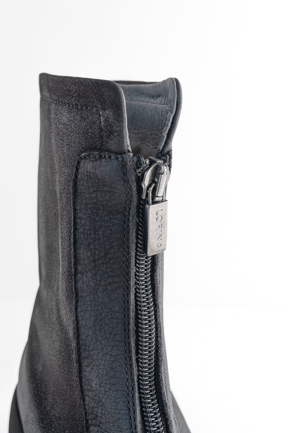 Lofina Almond Toe Short Zip Boot, Black 