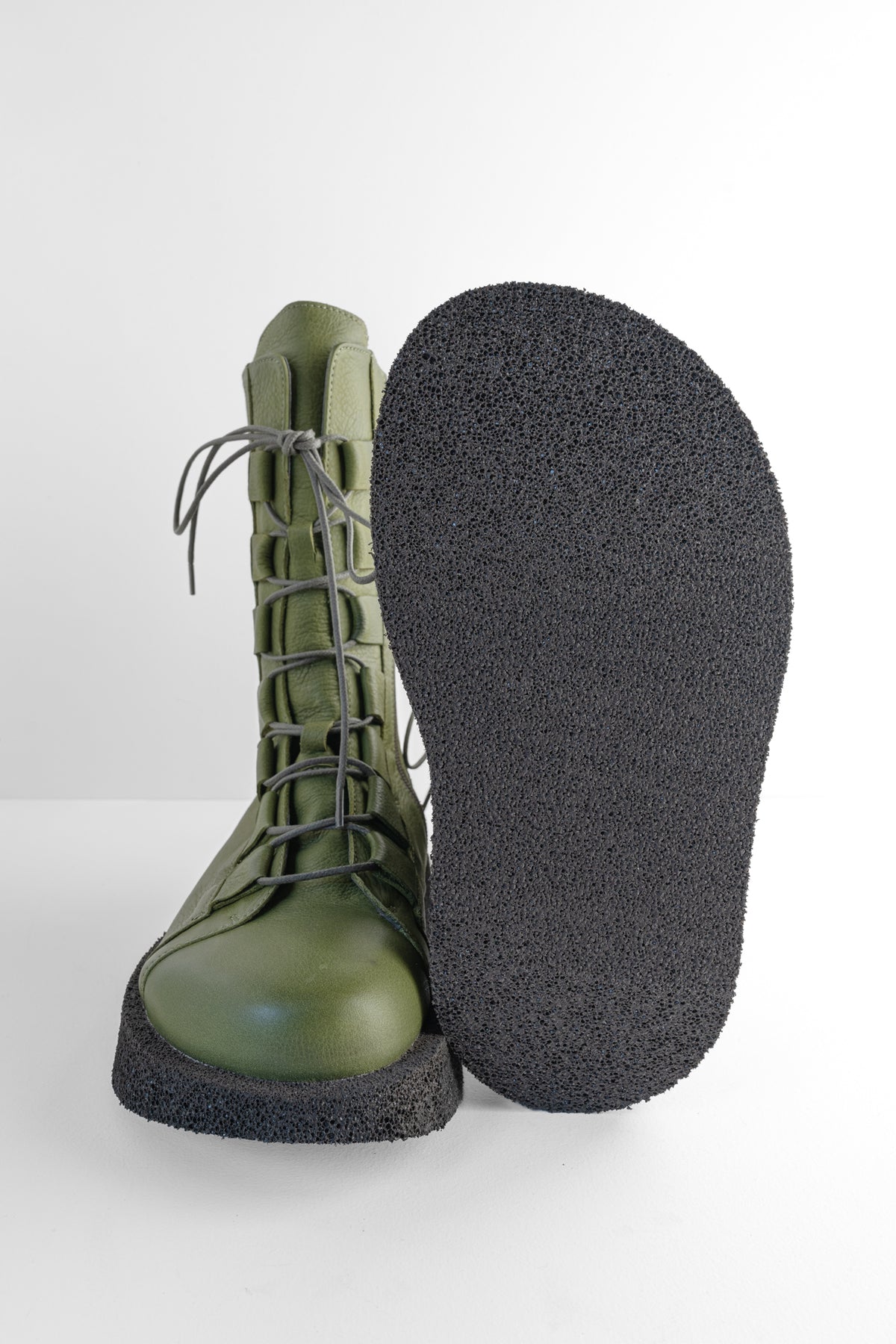 Lofina Lace Up Platform Boot, Moss Green 
