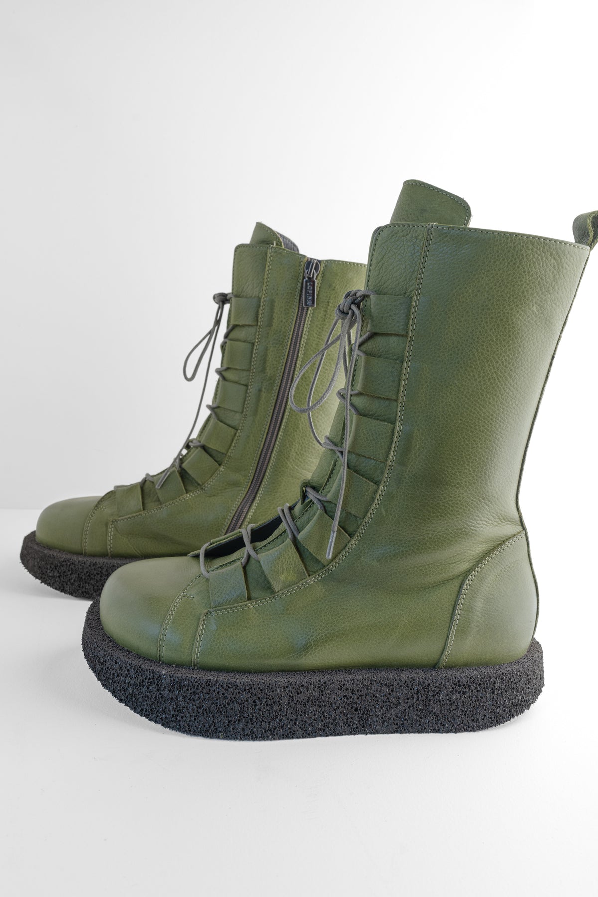 Lofina Lace Up Platform Boot, Moss Green 