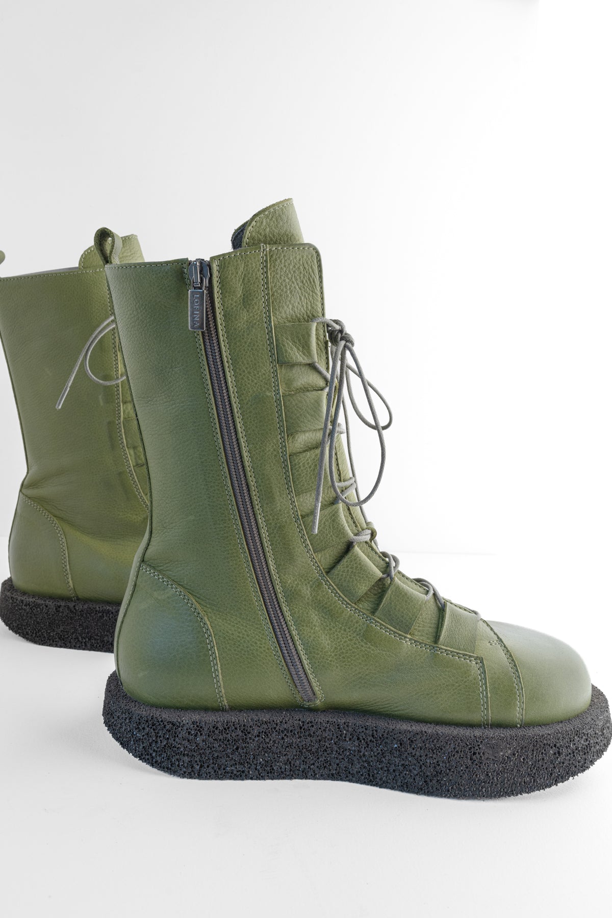 Lofina Lace Up Platform Boot, Moss Green 