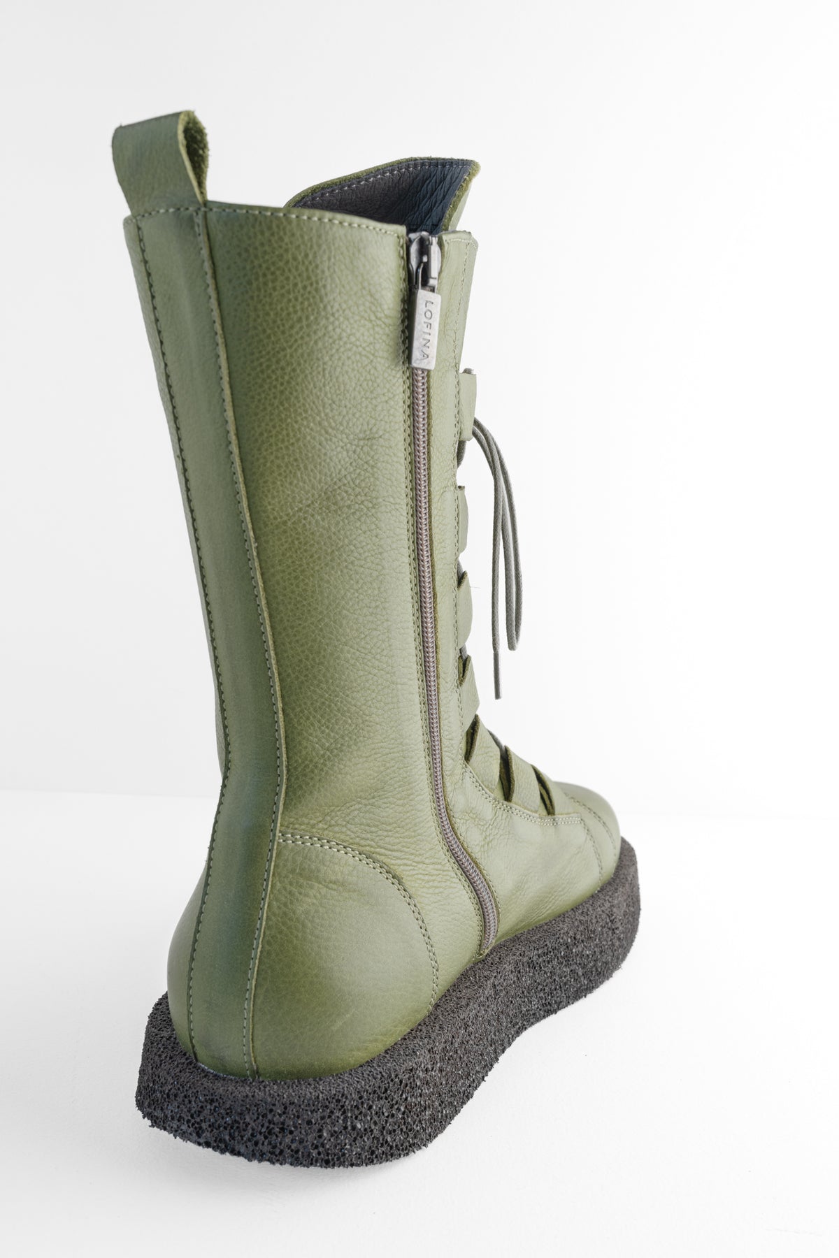 Lofina Lace Up Platform Boot, Moss Green 