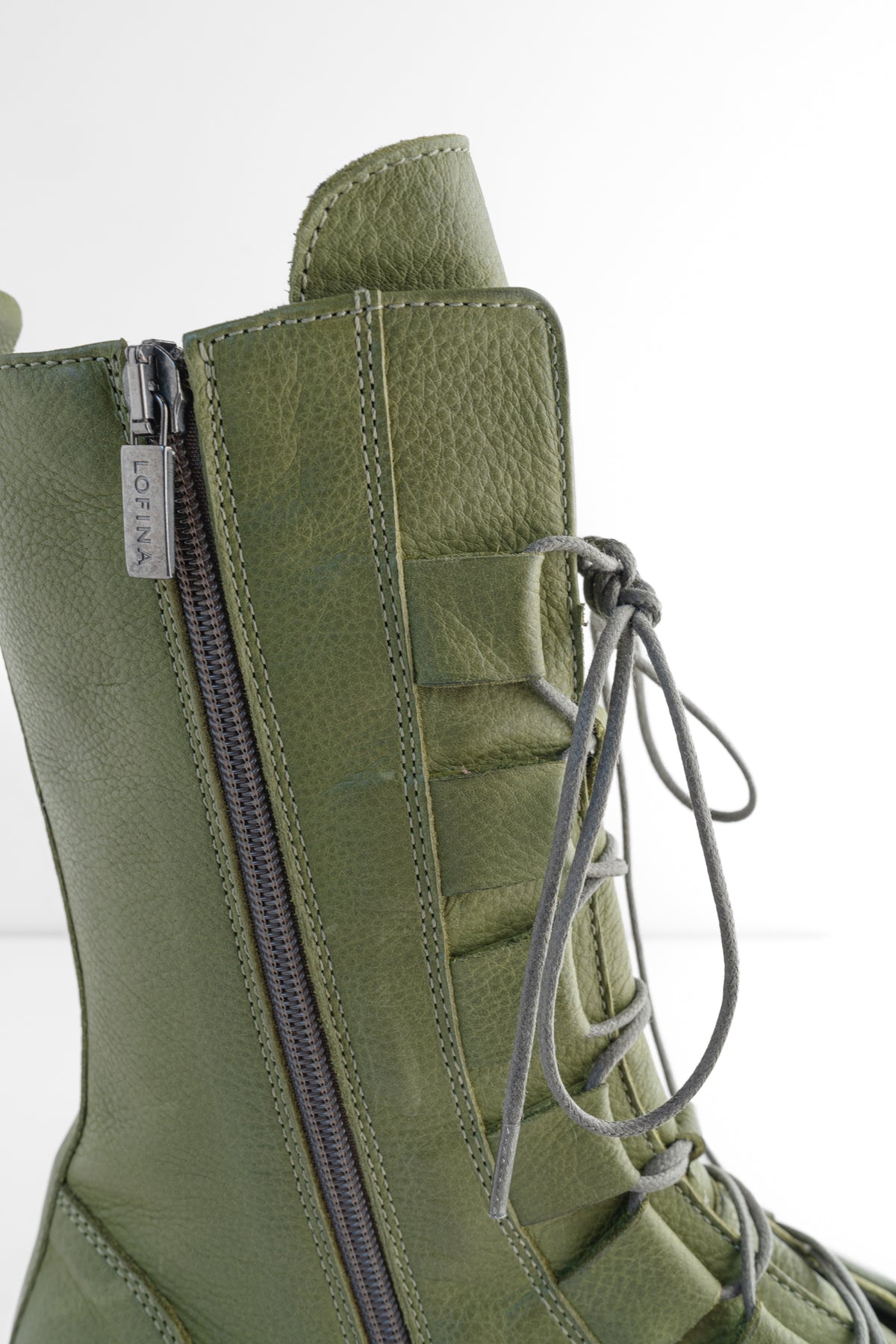 Lofina Lace Up Platform Boot, Moss Green 