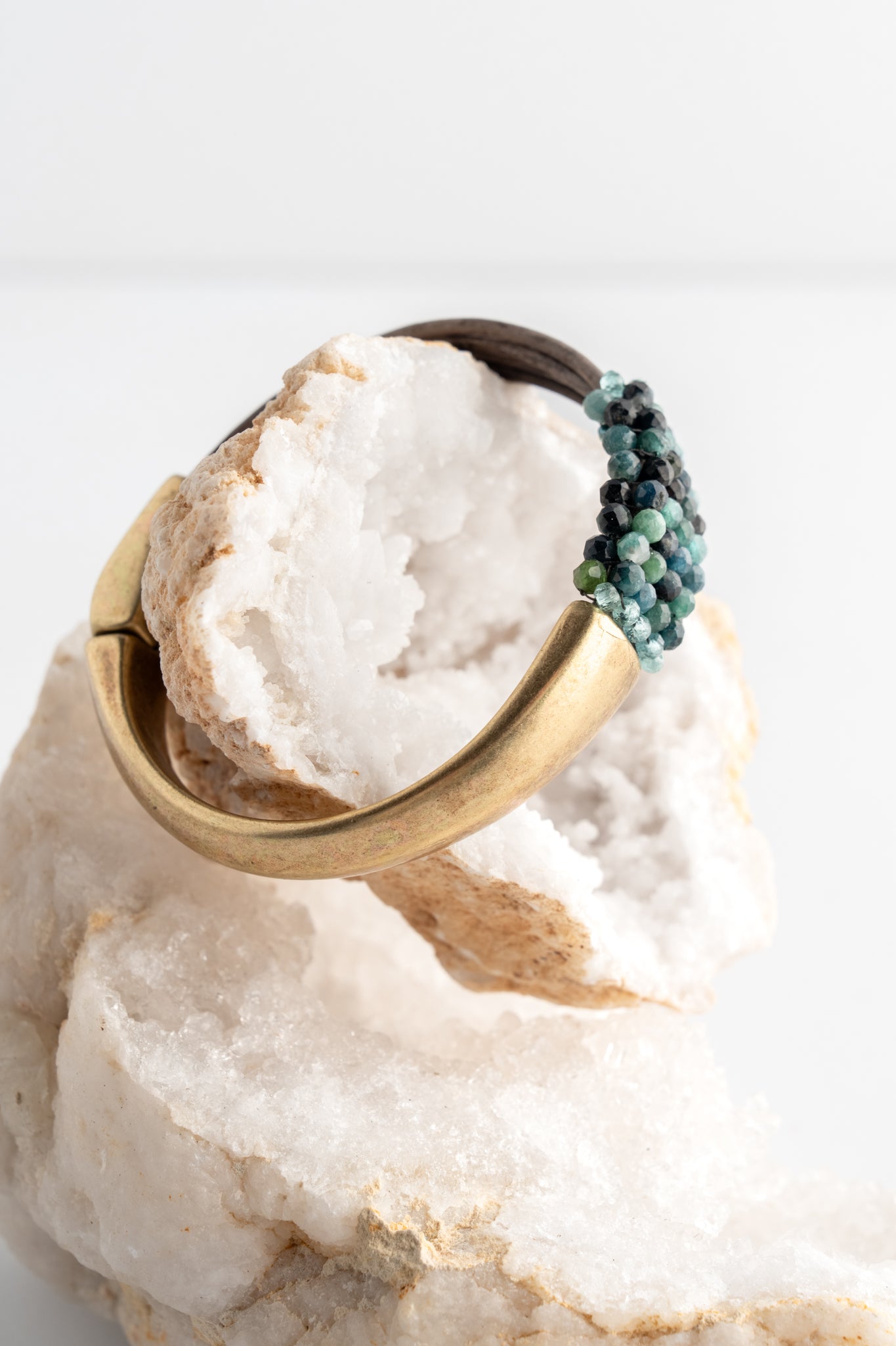 Martell Studio Forged Cuff with Blue Tourmaline and Leather 