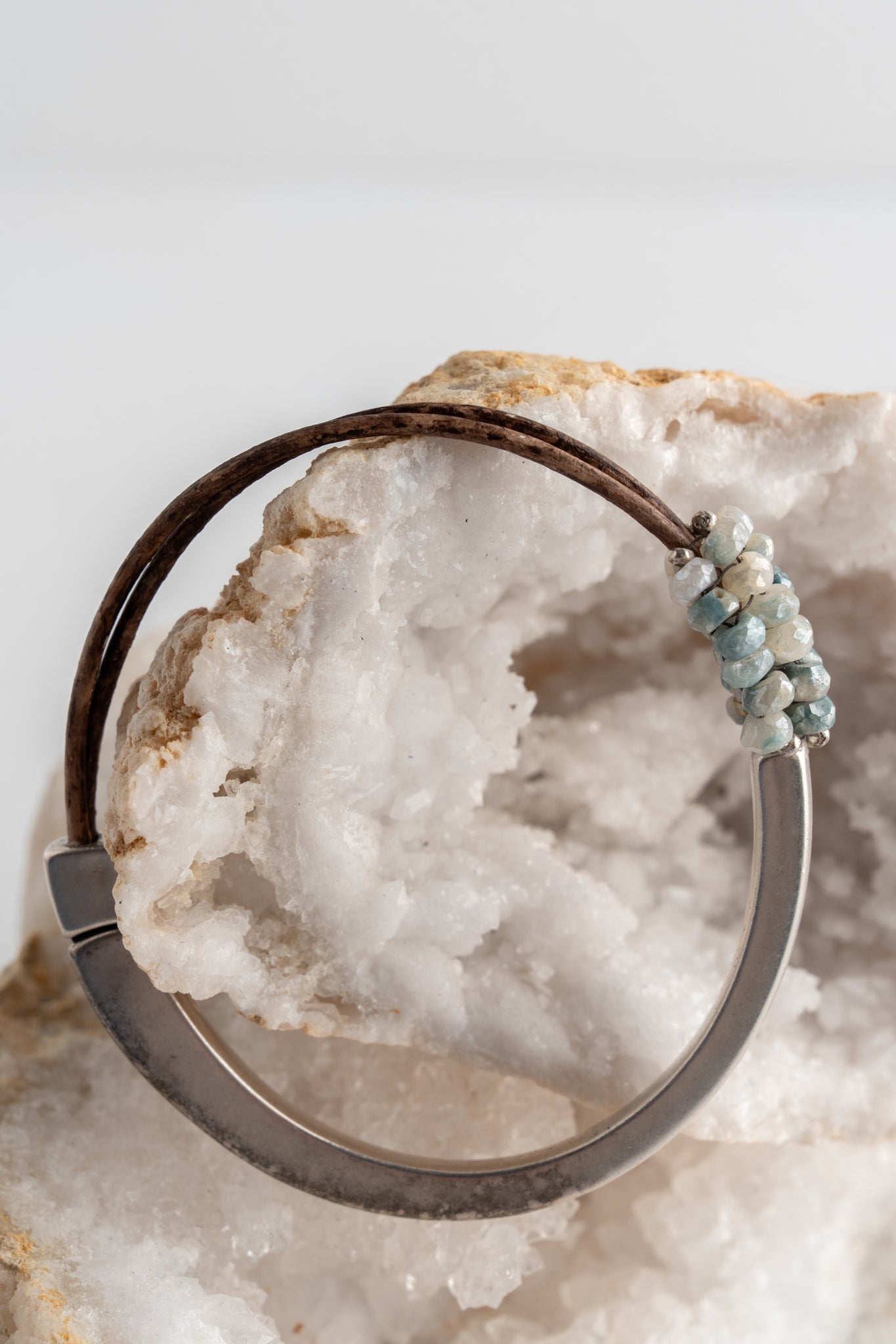 Martell Studio Forged Cuff with Blue & Grey Silverite and Leather 