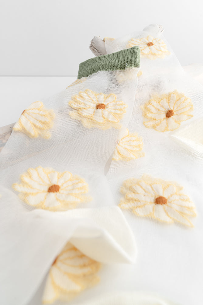 ACCITY Floral Sheer Sock, Green 