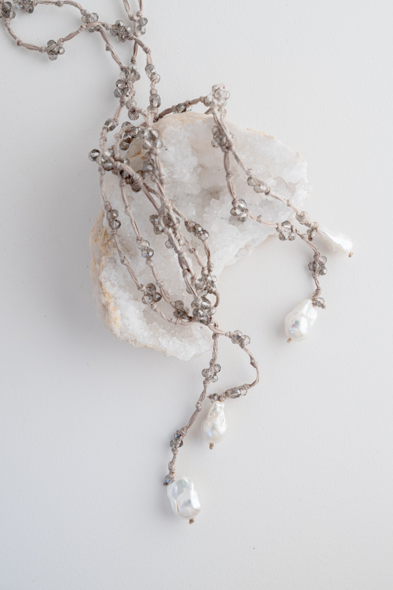 Mela Linen Moody Grays Pearl Necklace 