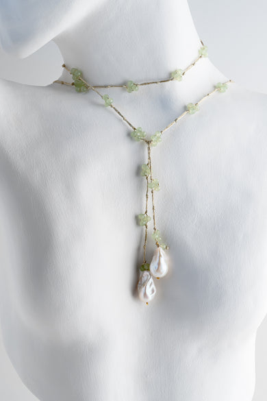 Mela Meryl Pearl Necklace - Sage Green 