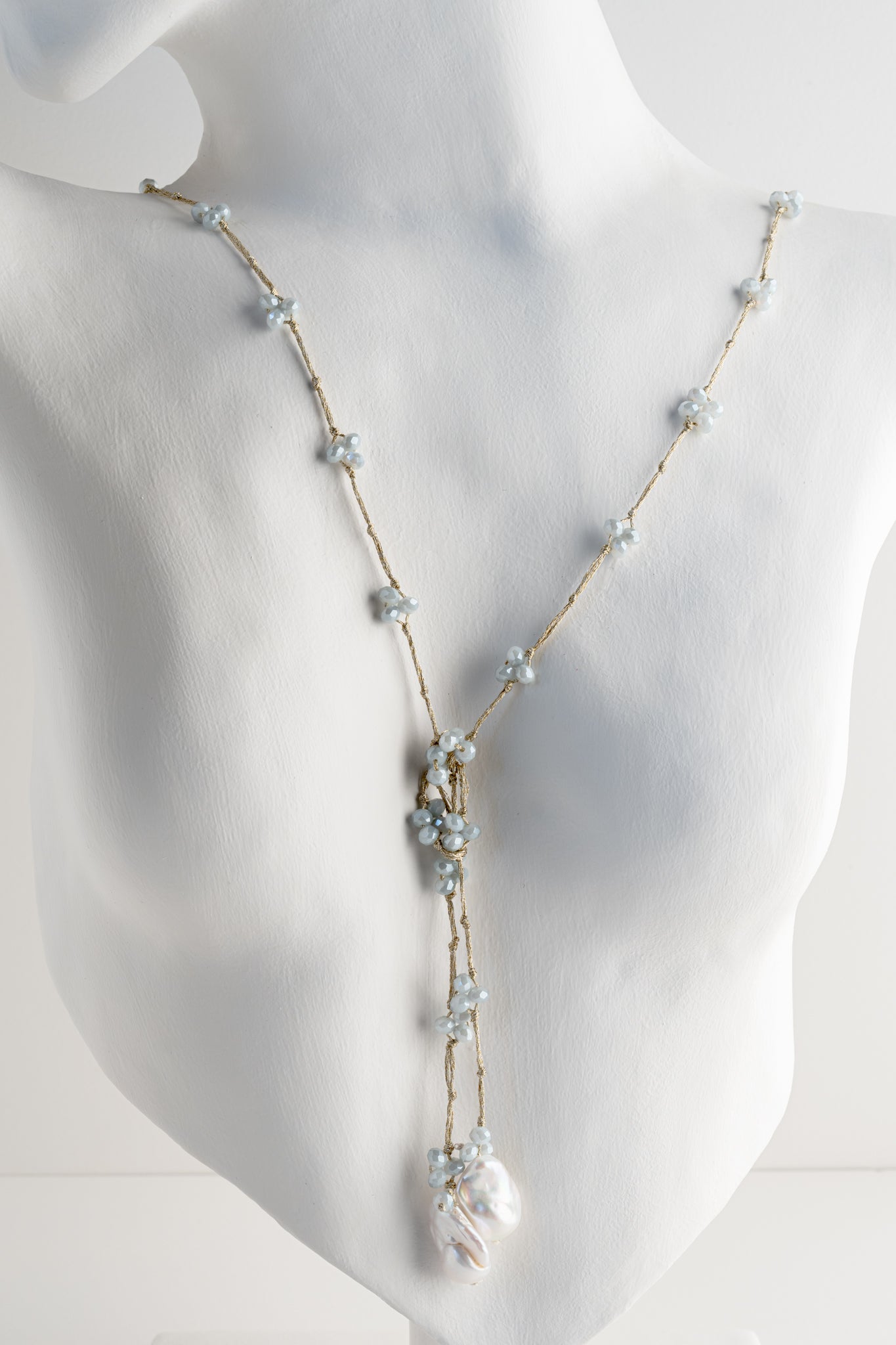 Mela Meryl Pearl Necklace, Sky Blue 