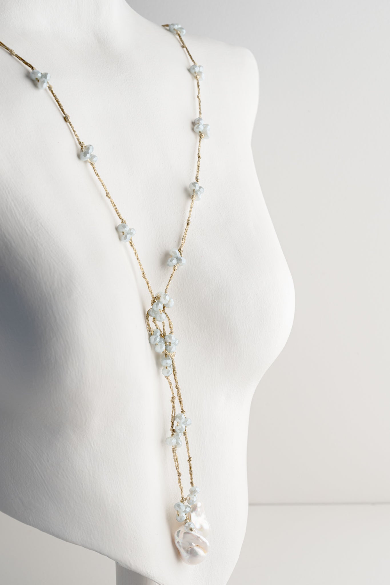 Mela Meryl Pearl Necklace, Sky Blue 