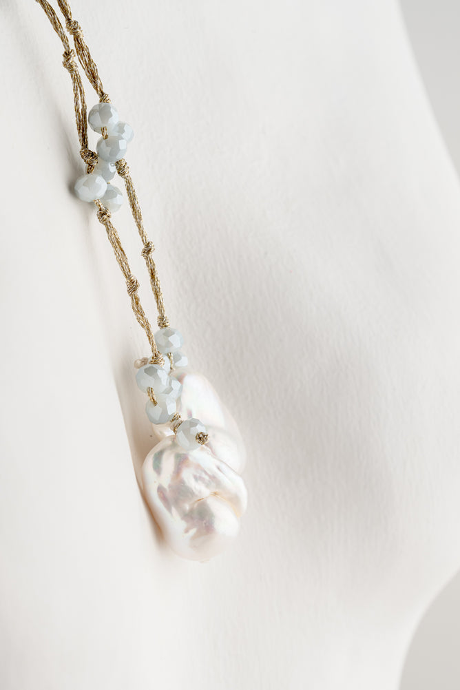 Mela Meryl Pearl Necklace - Sky Blue 
