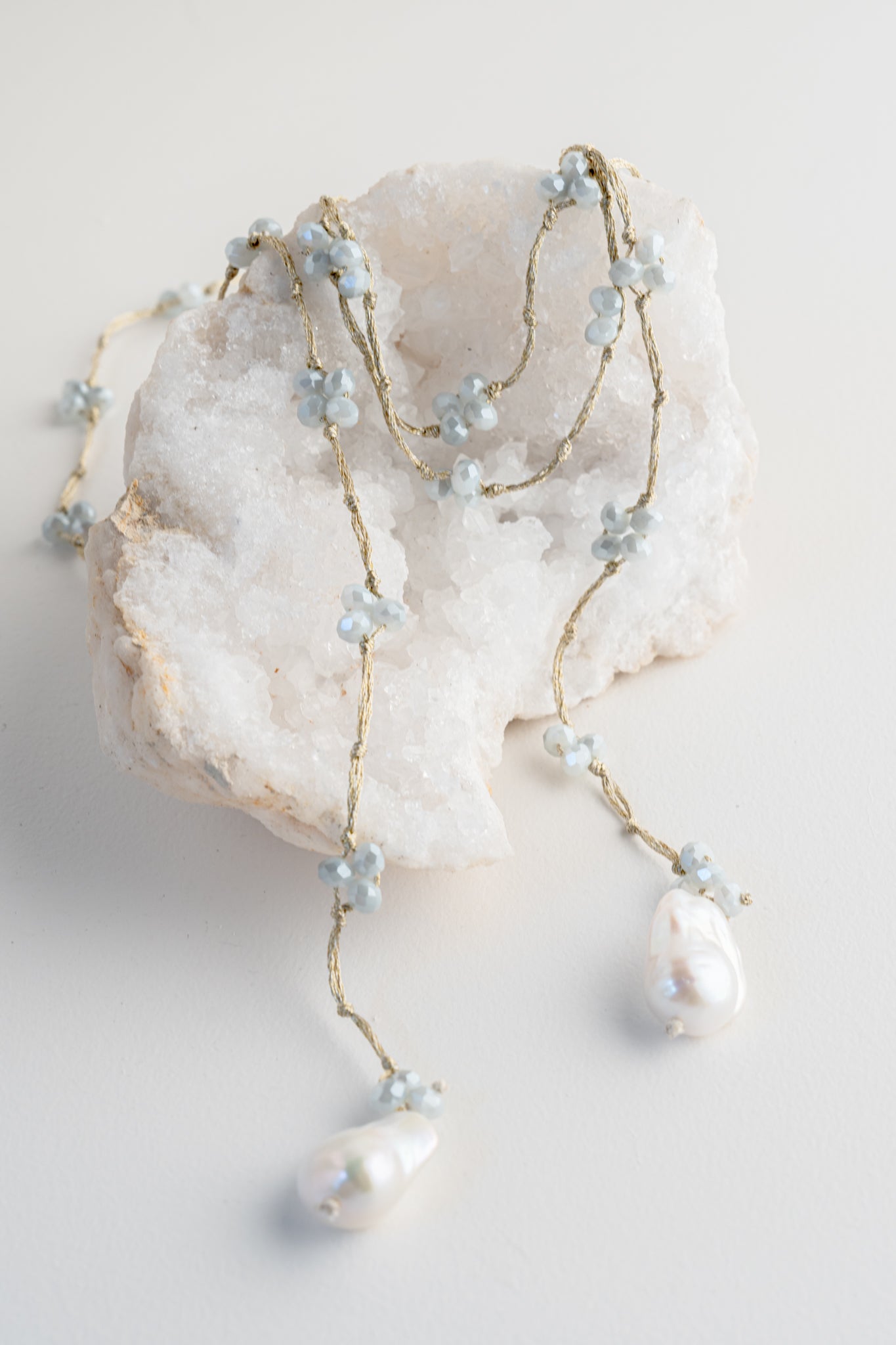 Mela Meryl Pearl Necklace, Sky Blue 