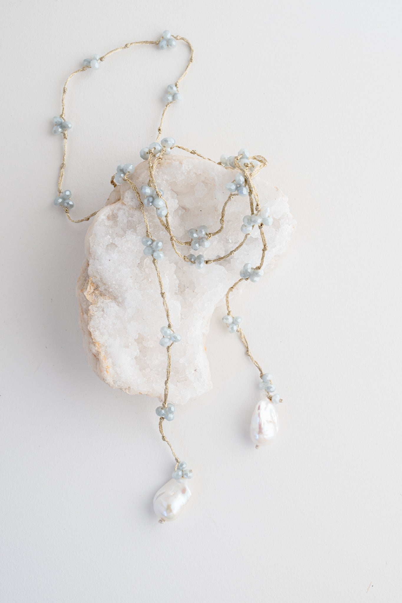 Mela Meryl Pearl Necklace, Sky Blue 