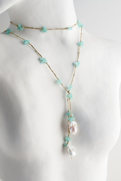 Mela Meryl Pearl Necklace - Turquoise 