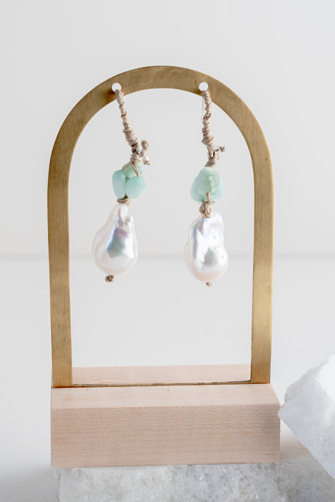 Mela Turquoise and Pearl Earrings 