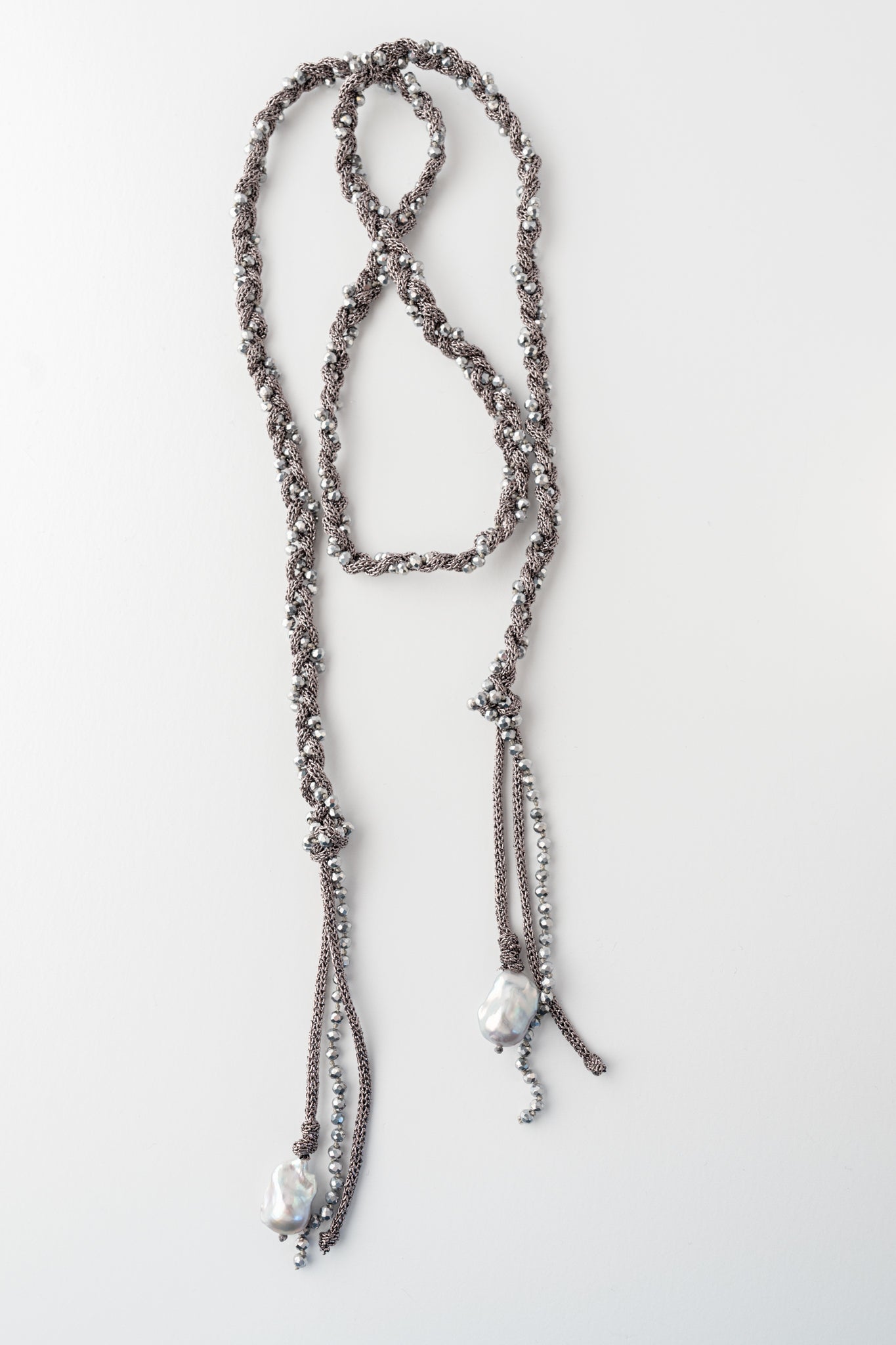 Mela Treccia Pearl Necklace - Gunmetal 
