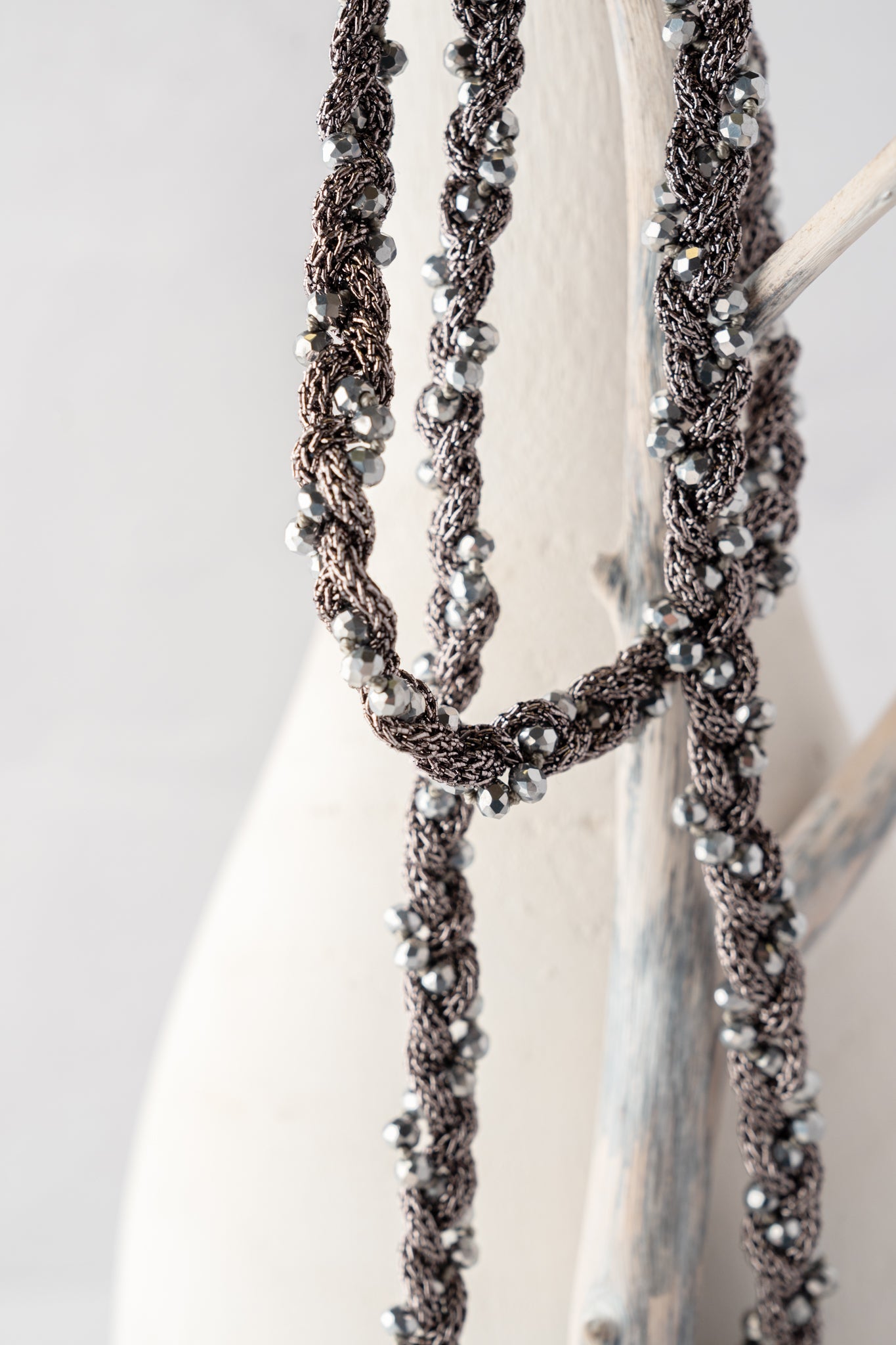 Mela Treccia Pearl Necklace - Gunmetal 