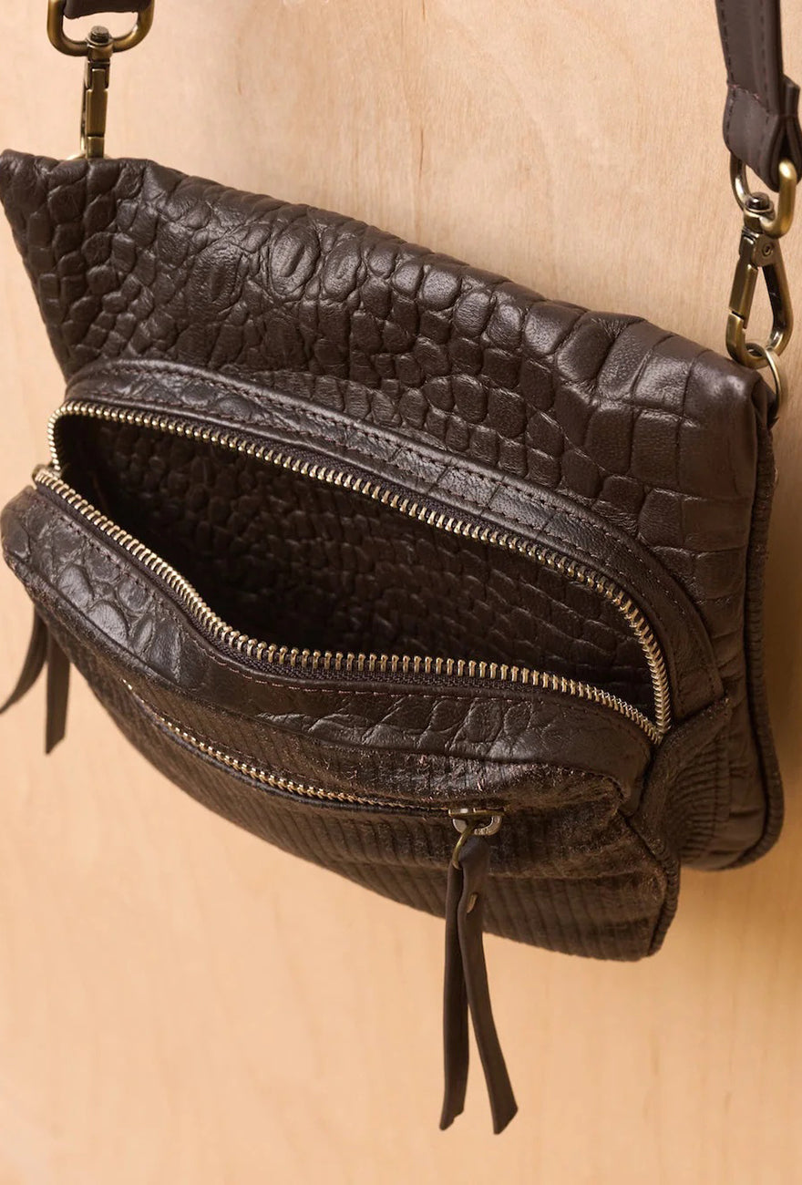 Daniella Lehavi Memphis Crossbody Bag, Ribbed Croco 