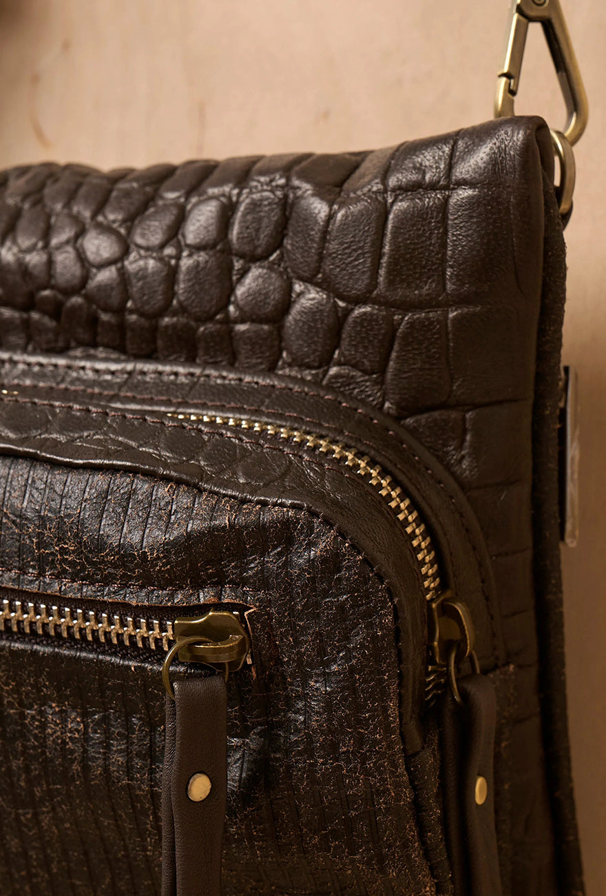 Daniella Lehavi Memphis Crossbody Bag, Ribbed Croco 