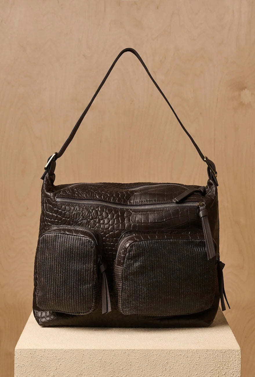 Daniella Lehavi Memphis Hobo Bag, Ribbed Croco 