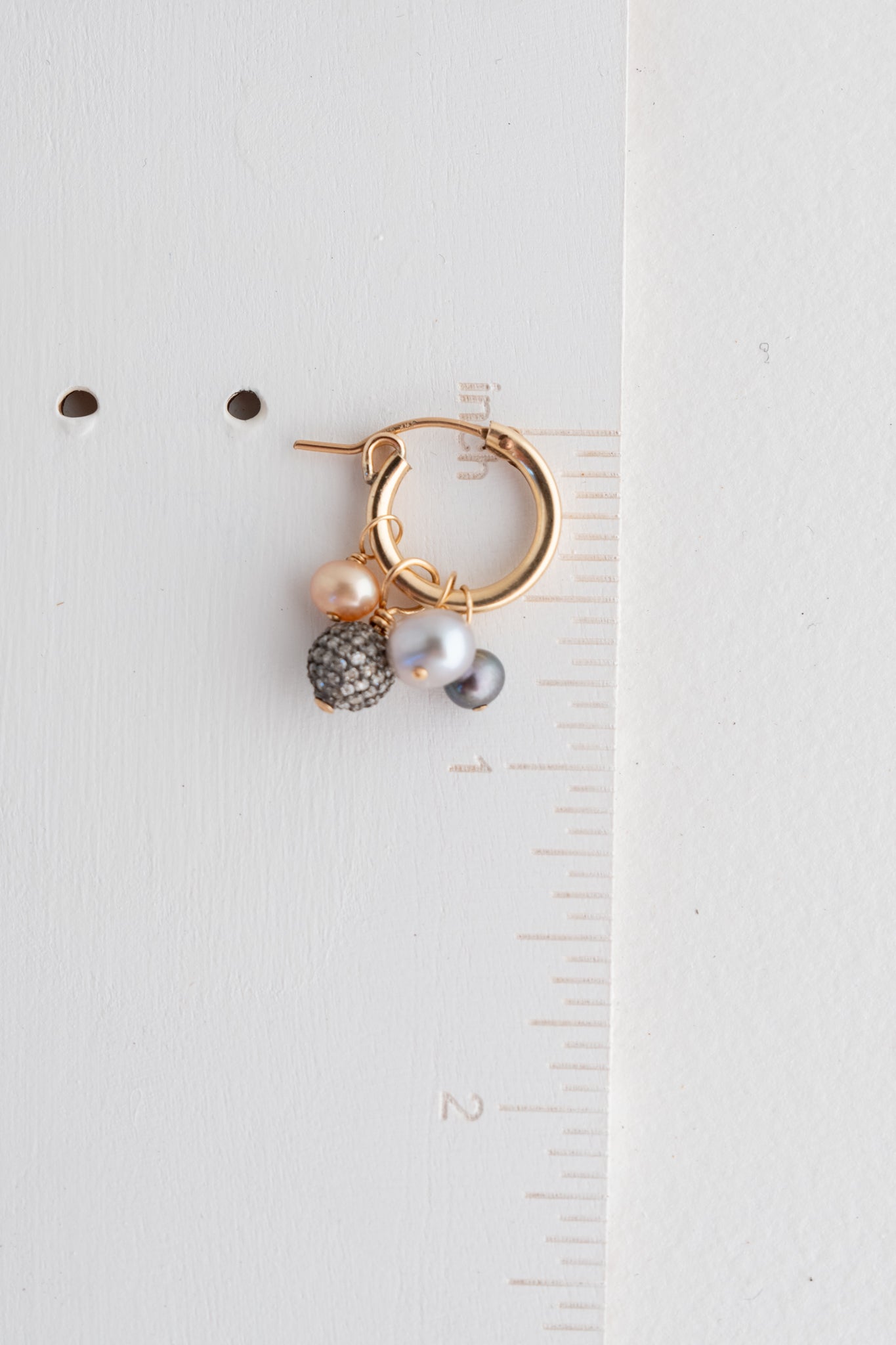 Nathan & Moe Pearl & Diamond Ball Hoop Earrings 