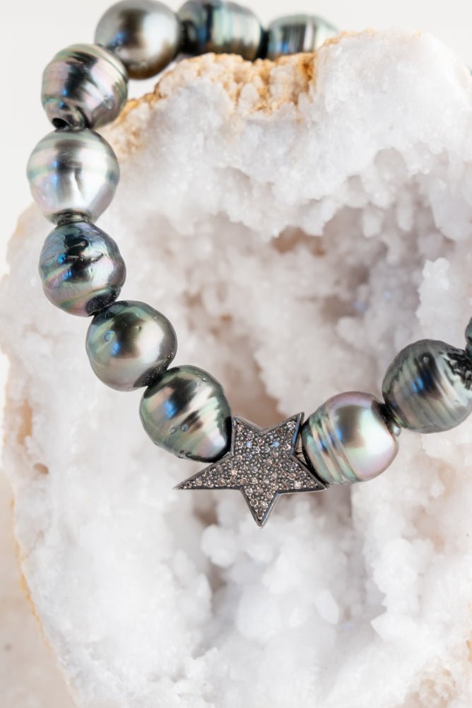 Nathan & Moe Tahitian Pearl and Diamond Star Bracelet 