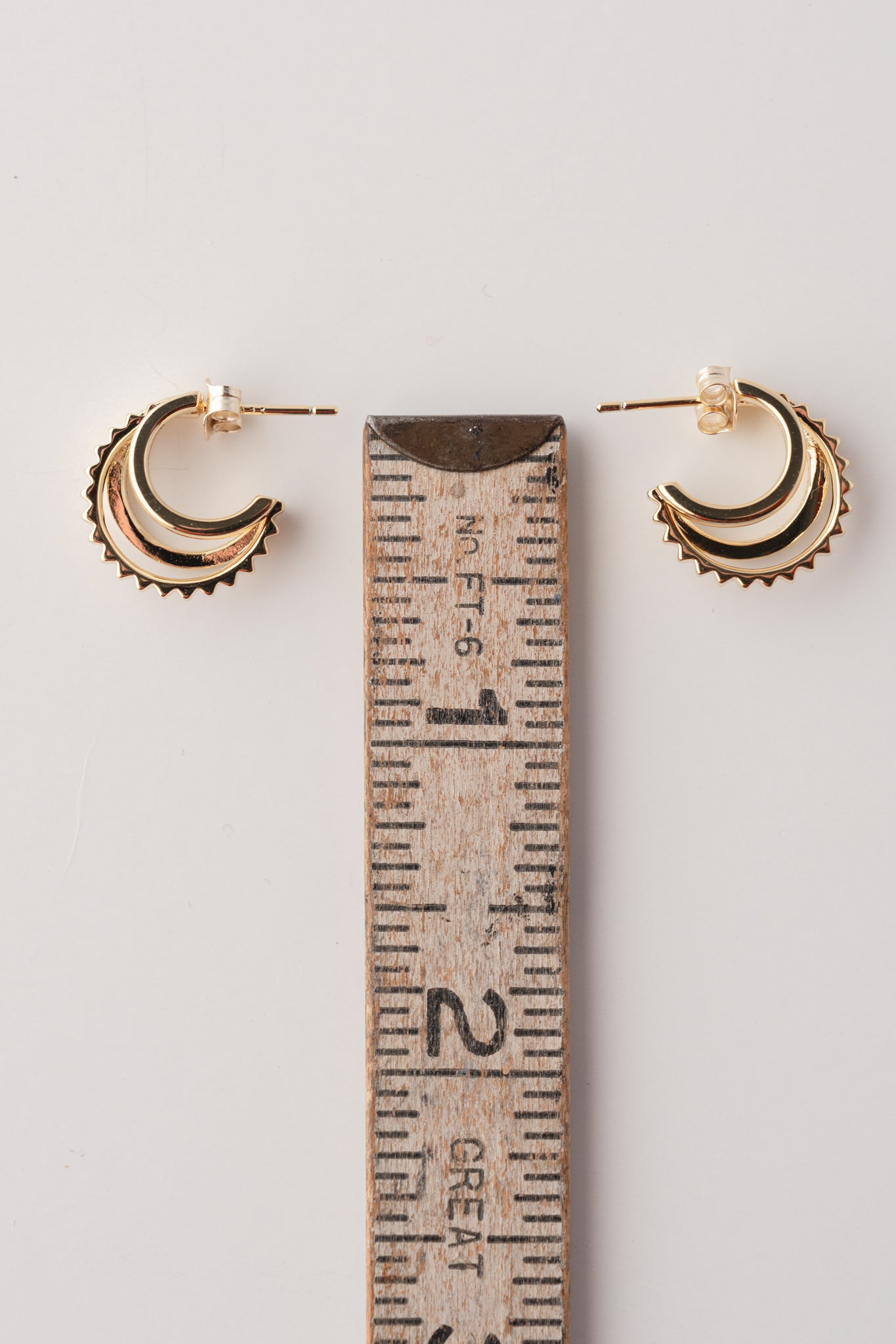 Native Gem Triple Threat Earrings Huggie Earrings, Gold 