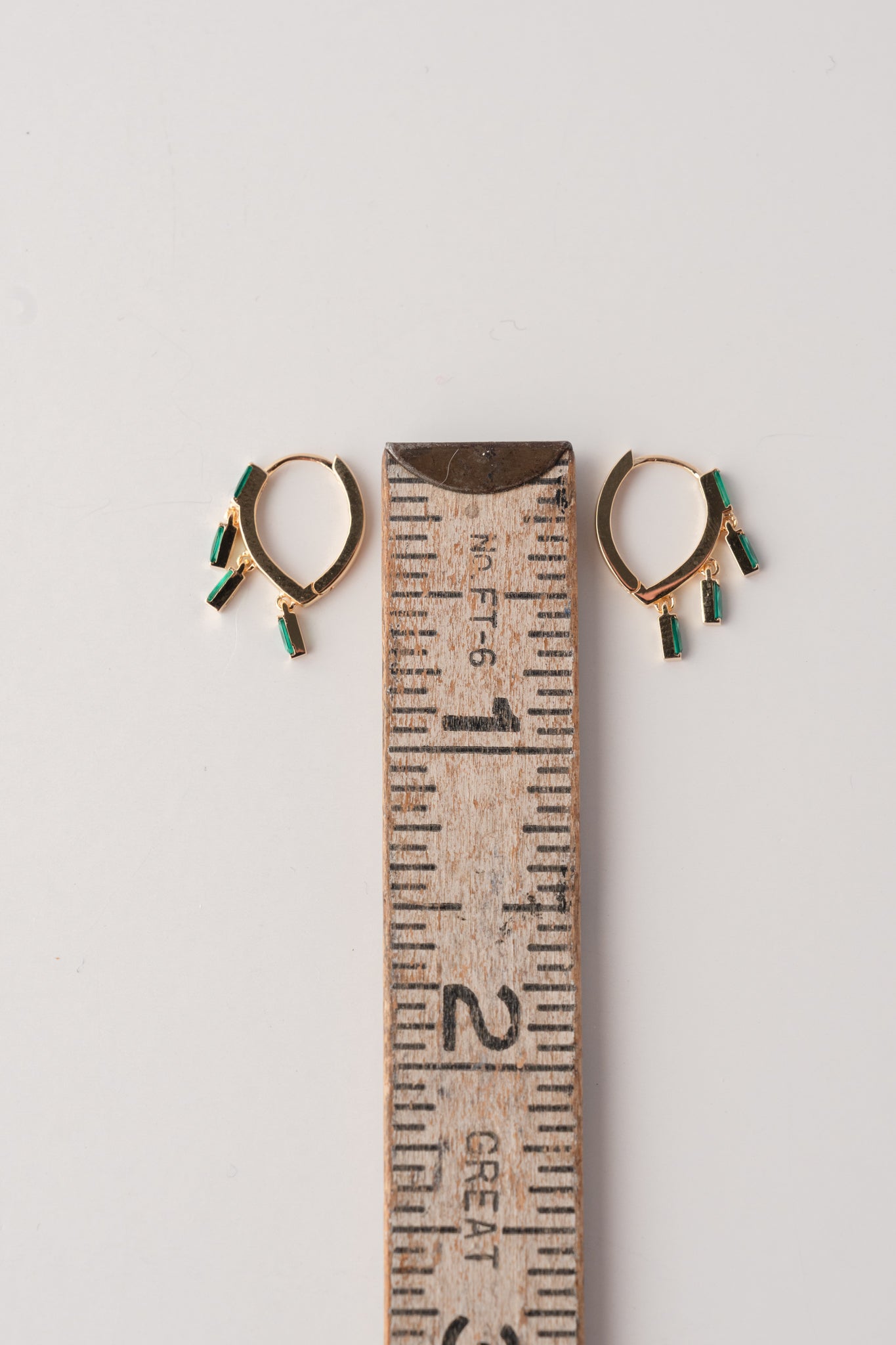 Native Gem Floating Emerald Huggies 