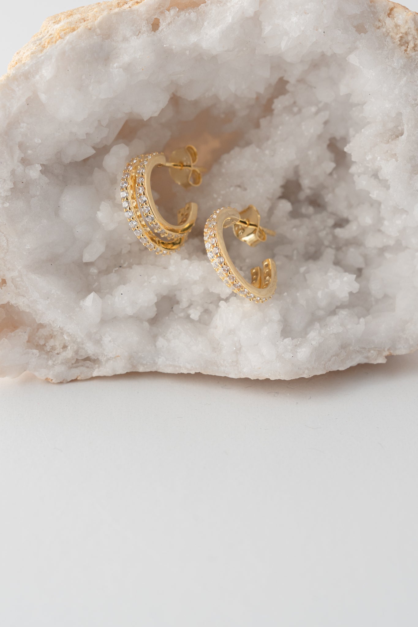 Native Gem Evil Twin Huggies Earrings, Gold 