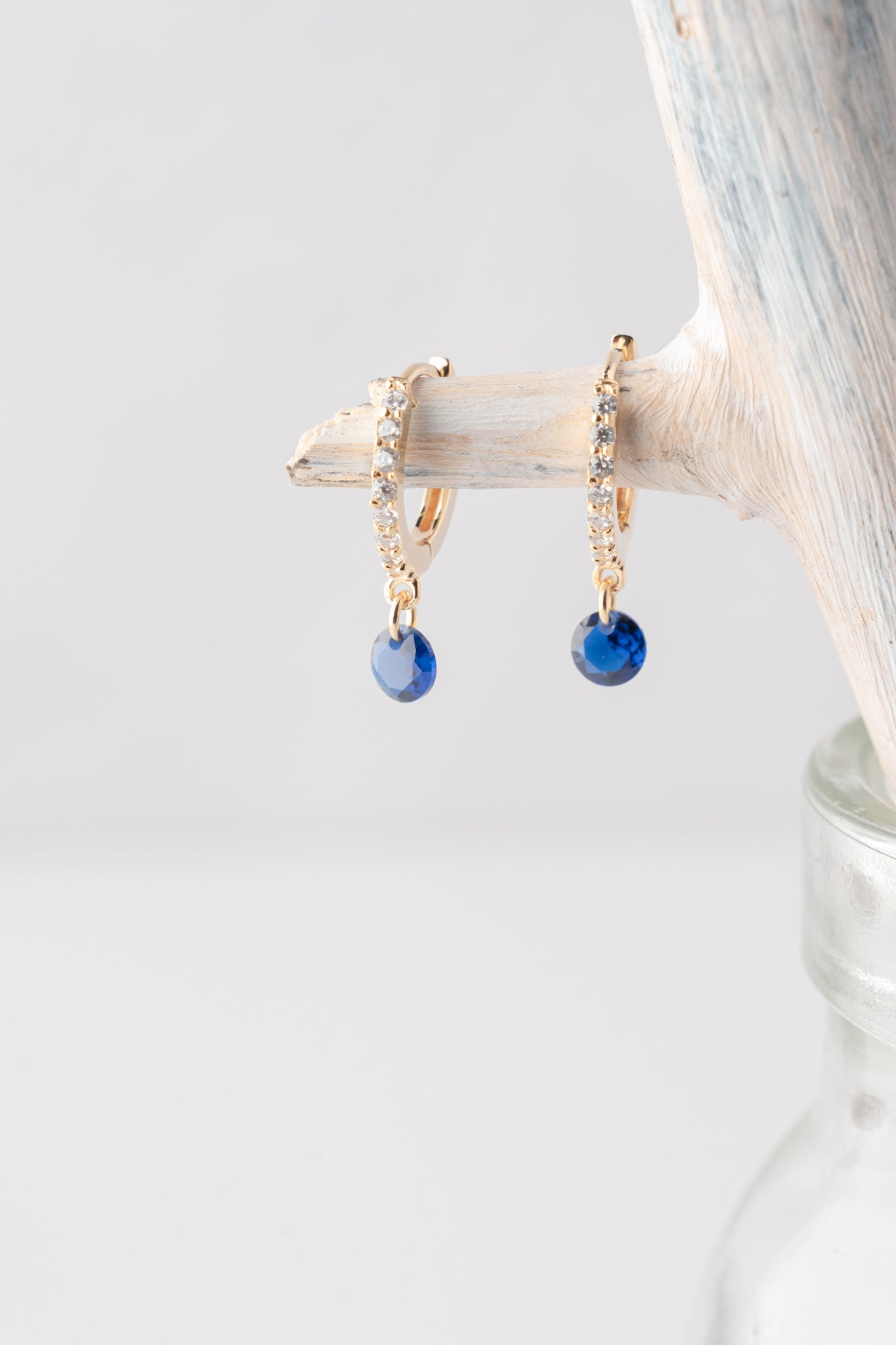 Native Gem Bon Bon Blue Sapphire Circle Huggies Earrings 