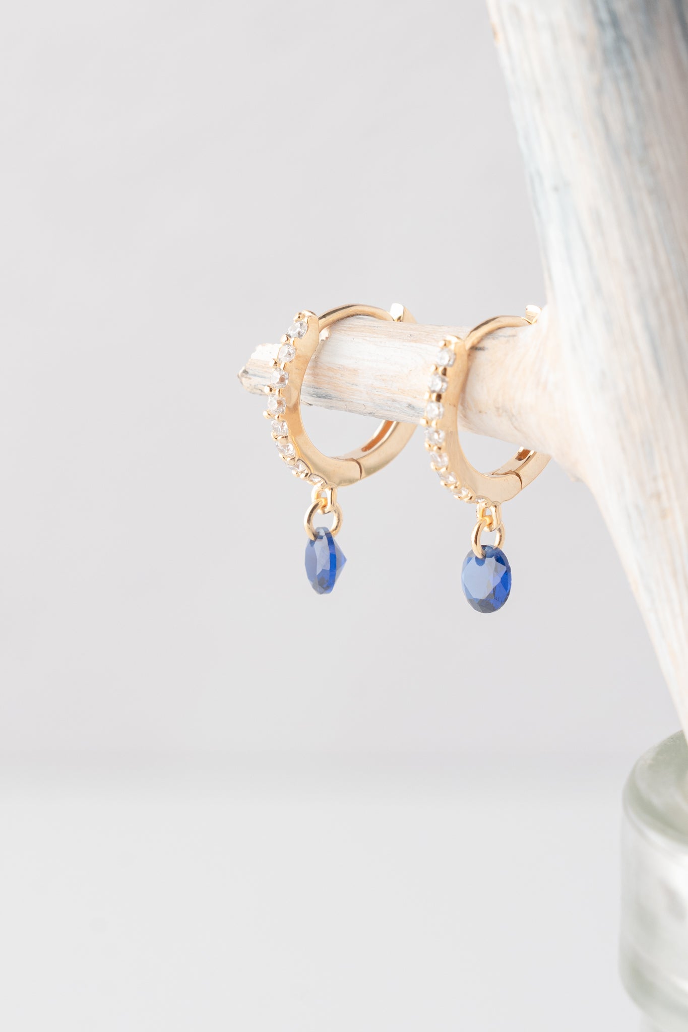 Native Gem Bon Bon Blue Sapphire Circle Huggies Earrings 