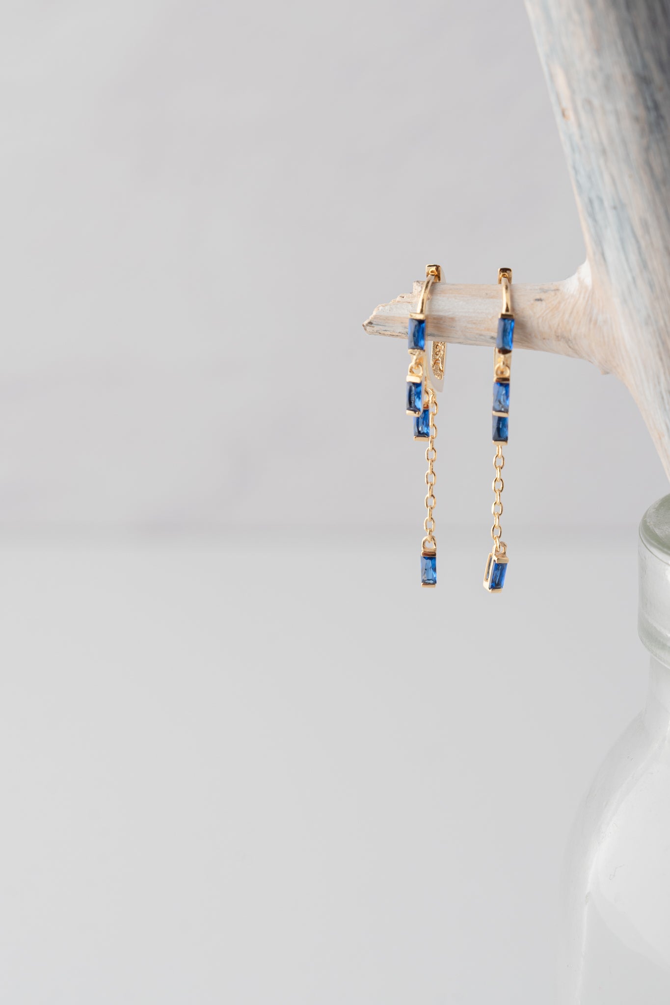 Native Gem Sparkler Blue Sapphire Huggies Earrings 
