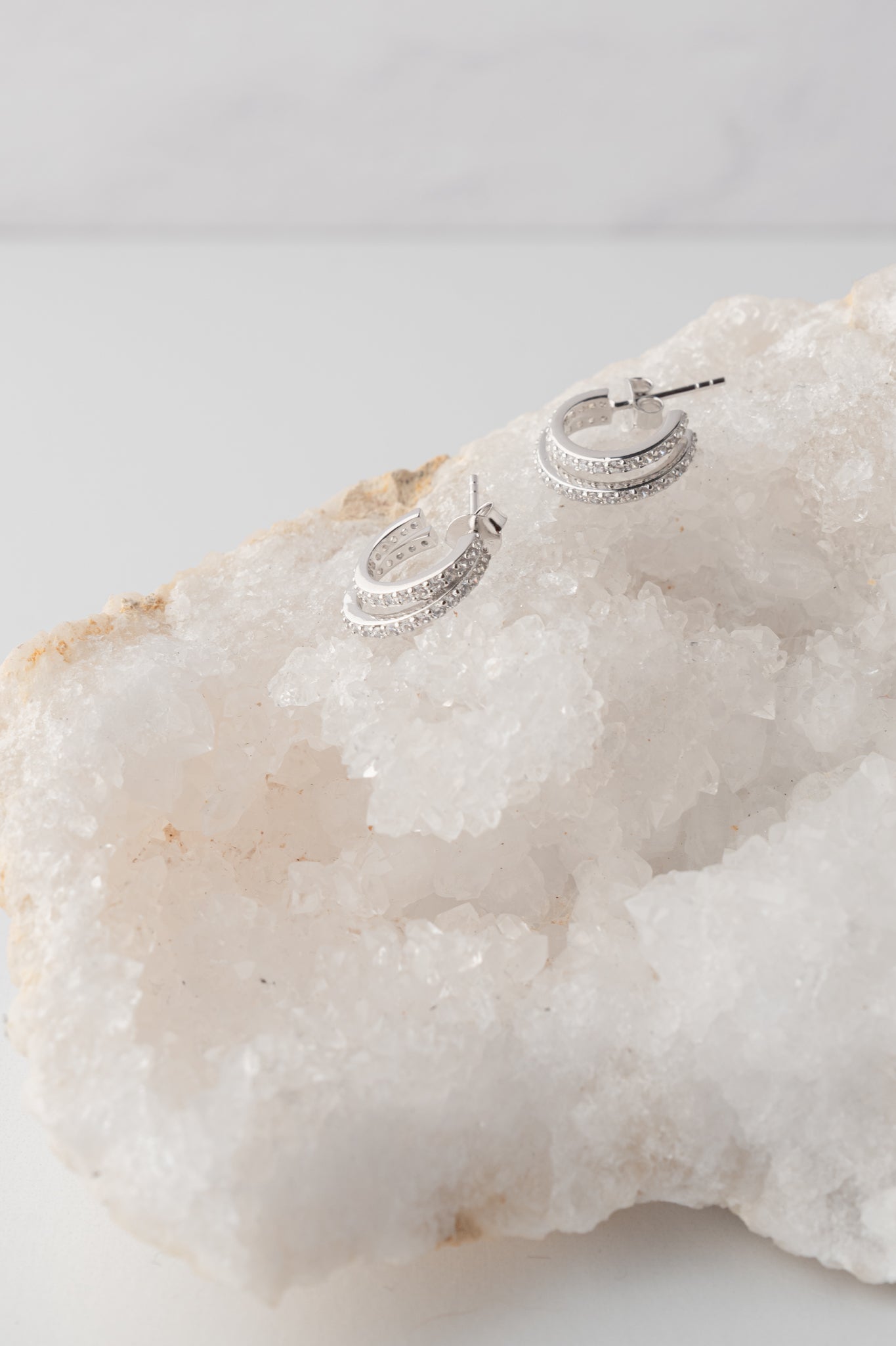 Native Gem Evil Twin Huggies Earrings, Silver 