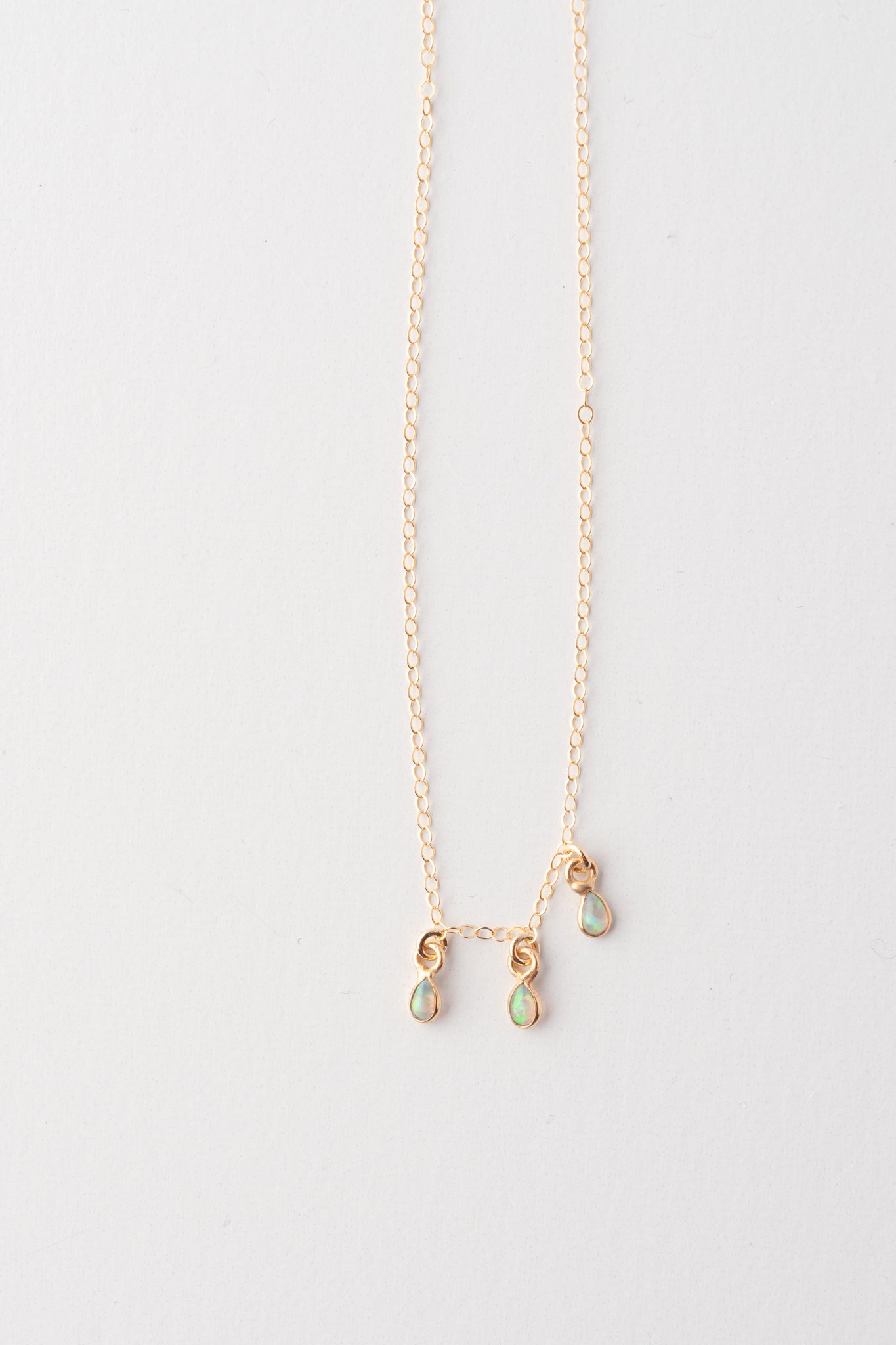 Native Gem Raindrops Trio Necklace, White Opal 