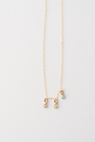 Native Gem Raindrops Trio Necklace, White Opal 