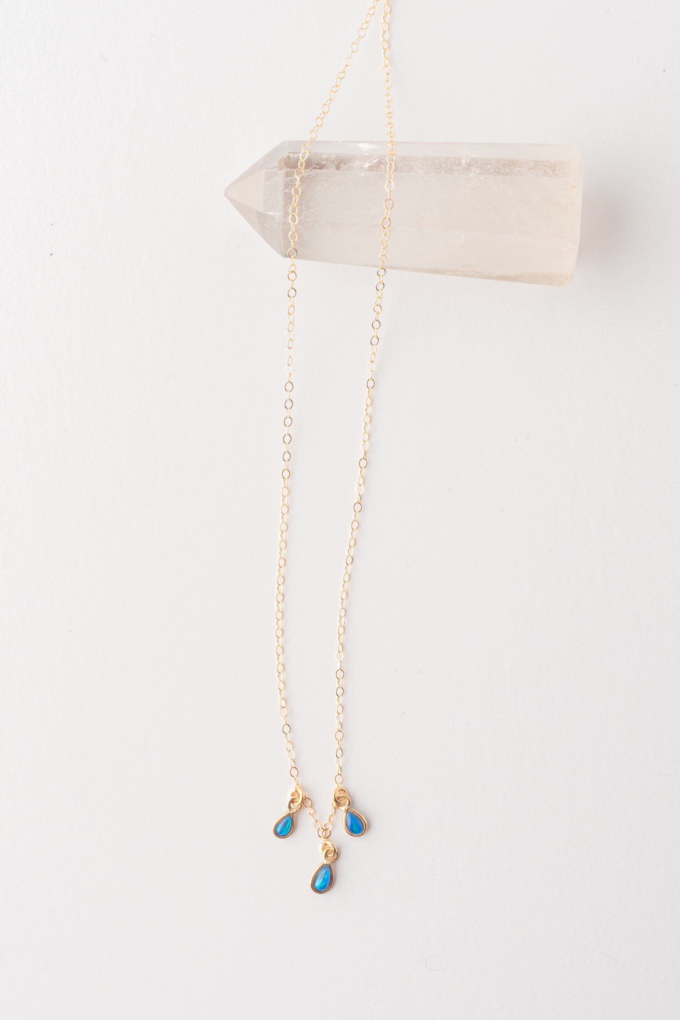 Native Gem Raindrops Trio Necklace, Blue Opal 