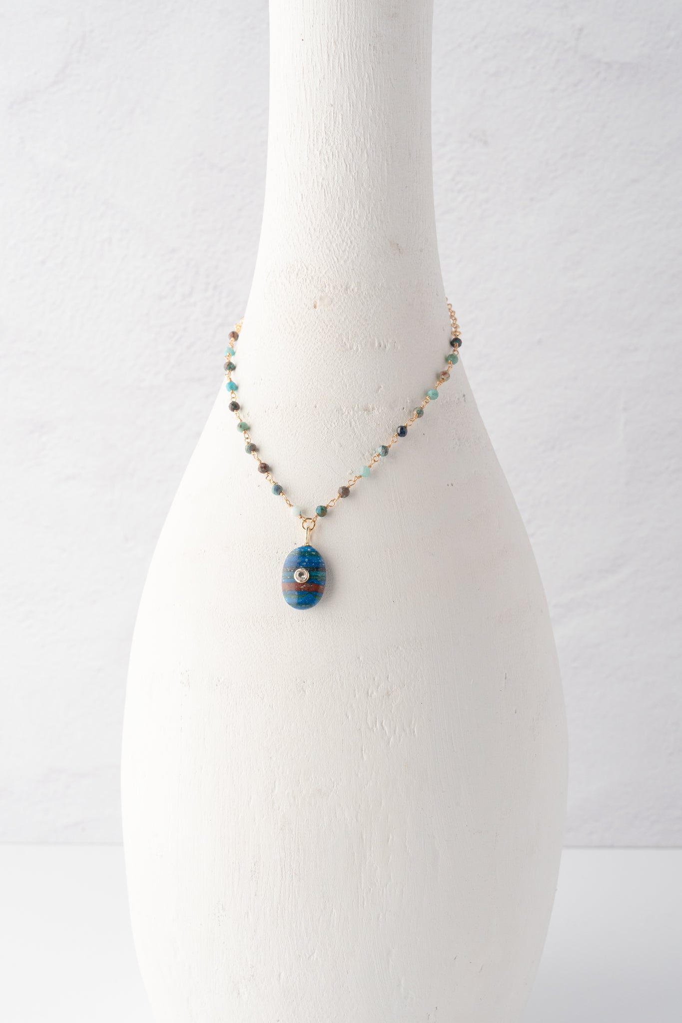 Native Gem Amulet Tiny Rainbow Calsilica Necklace 