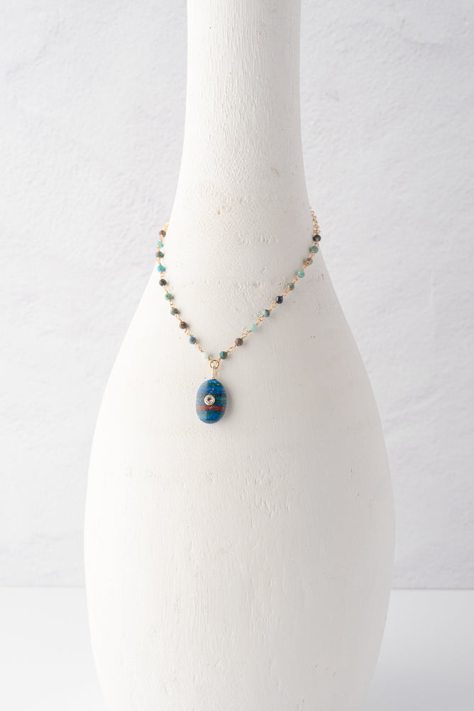 Native Gem Amulet Tiny Rainbow Calsilica Necklace 