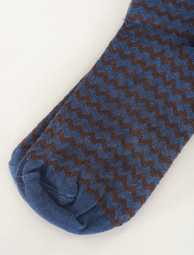 Alessandro Aste Wavy Stripe Socks, Chocolate/Navy One Size Chocolate