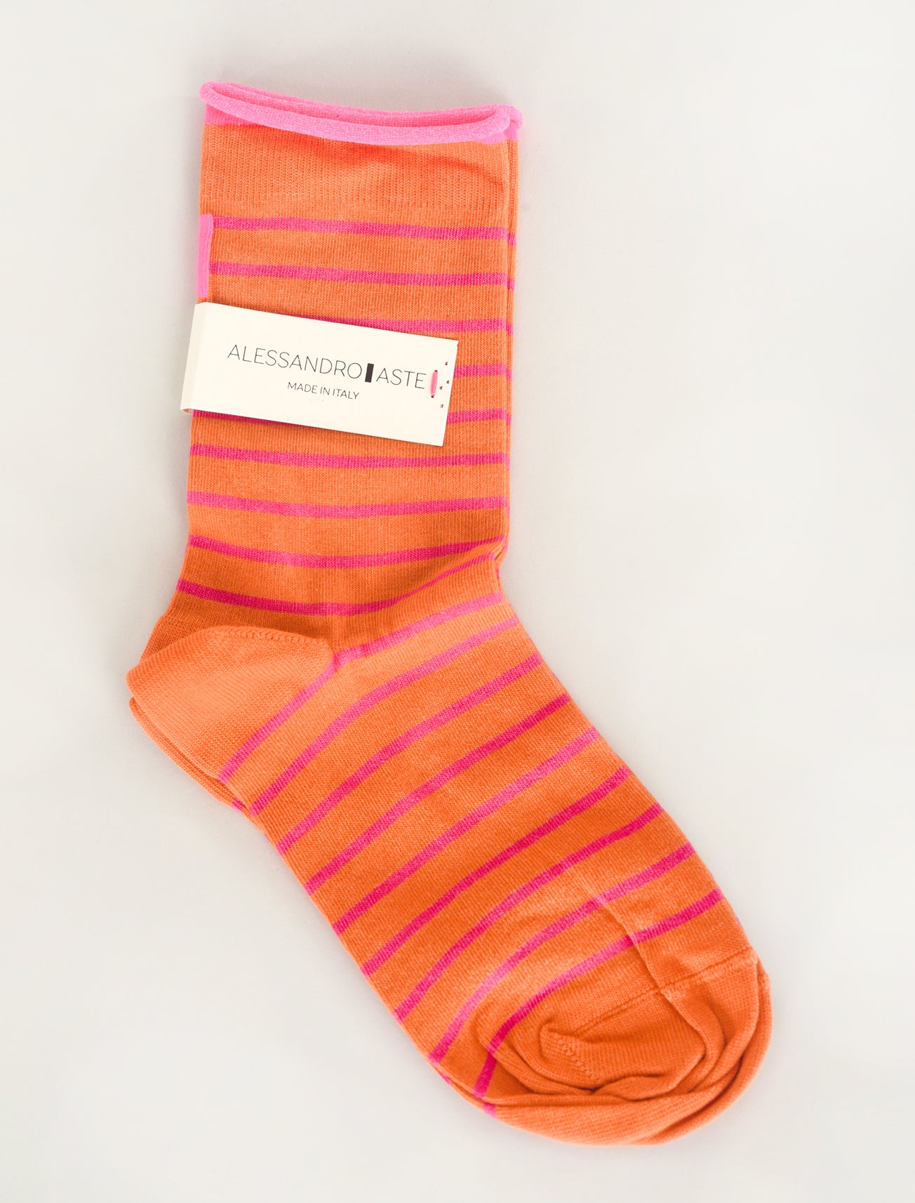 Alessandro Aste AA Classic Stripe Socks, Orange/Fuchsia One Size Orange