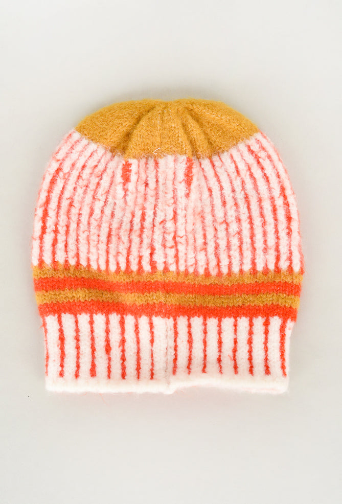 Knit Bon Bons Ultra Soft Vertical Beanie, Orange One Size Orange