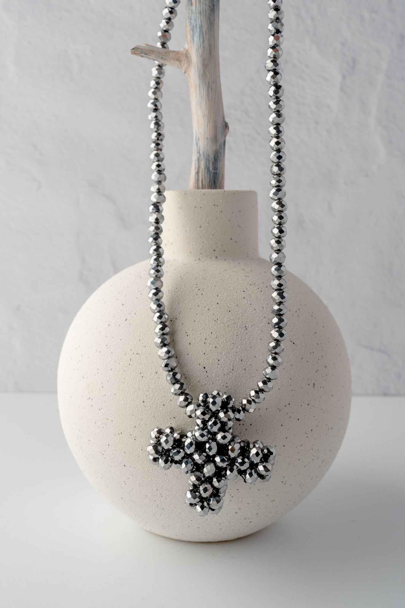 Pluslavie Across Necklace, Silver 