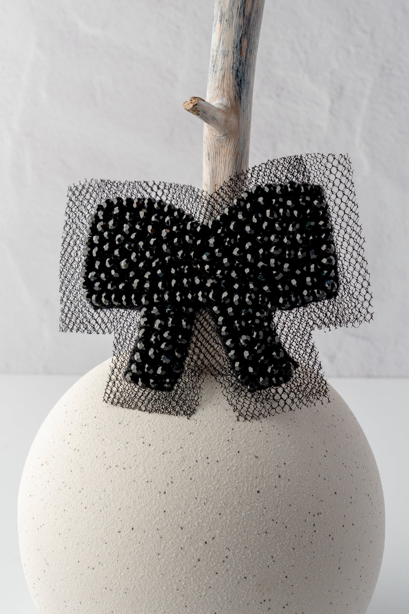 Pluslavie PLU Sparkle Button-On Patch/Couture Mesh Bow, Black 