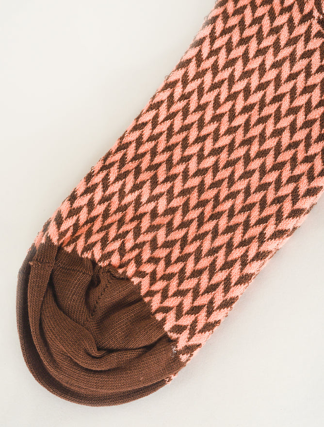 Alessandro Aste Mod Herringbone Socks, Peach/Brown One Size Peach