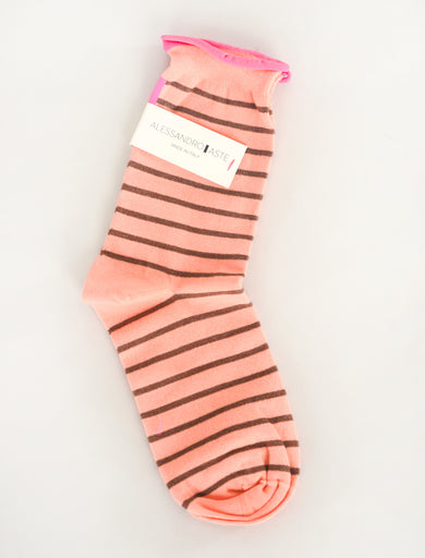 Alessandro Aste AA Classic Stripe Socks, Apricot/Brown 