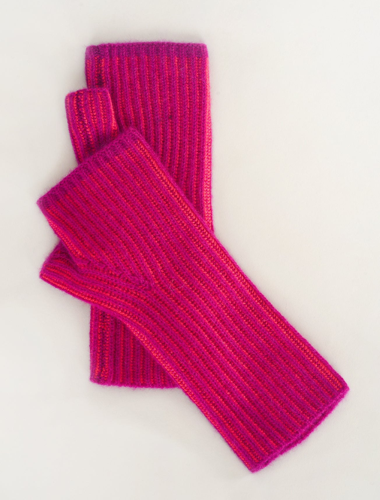 Kinross Cashmere Plaited Rib Cashmere Texting Gloves, Magenta/Poppy One Size Magenta