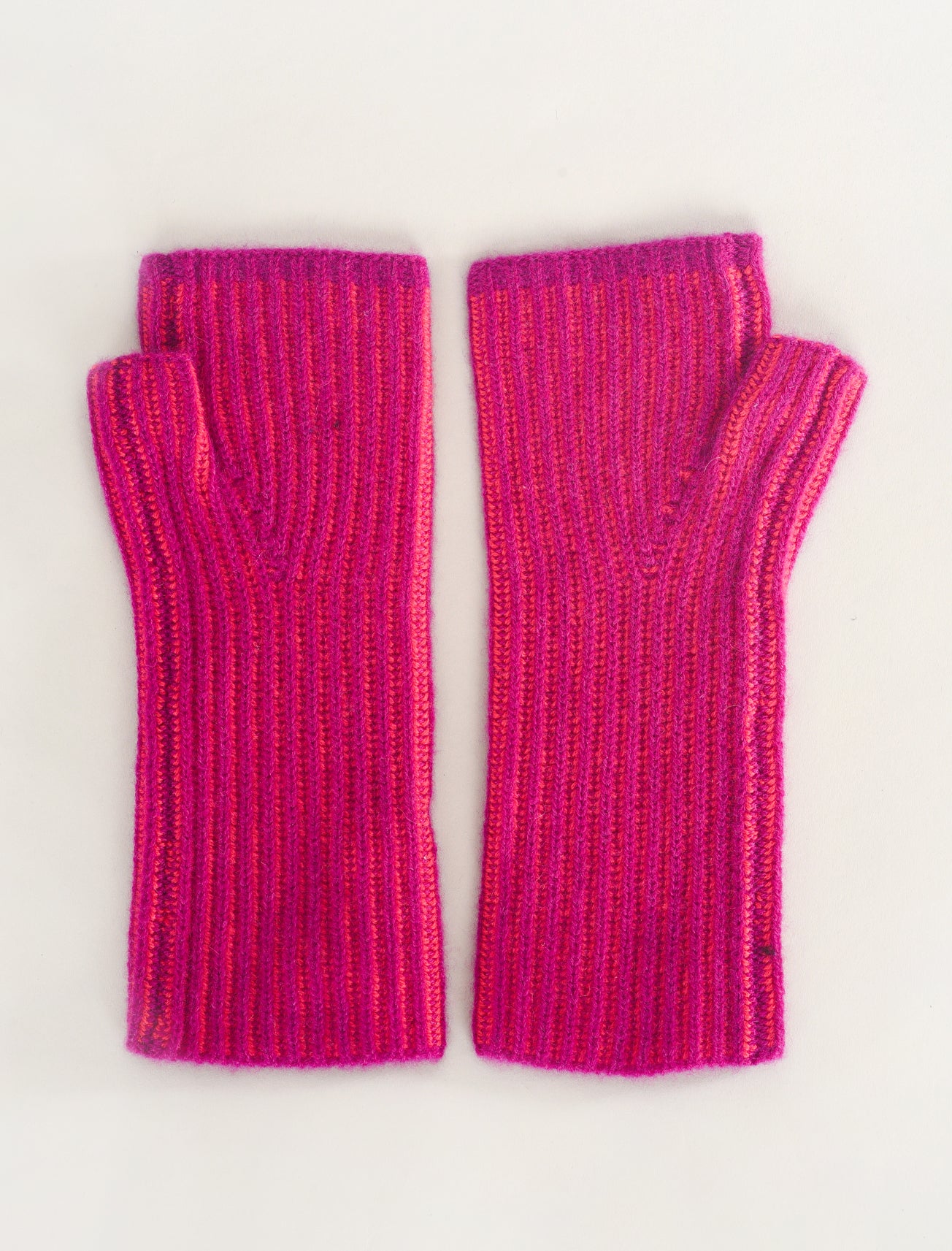 Kinross Cashmere Plaited Rib Cashmere Texting Gloves, Magenta/Poppy One Size Magenta