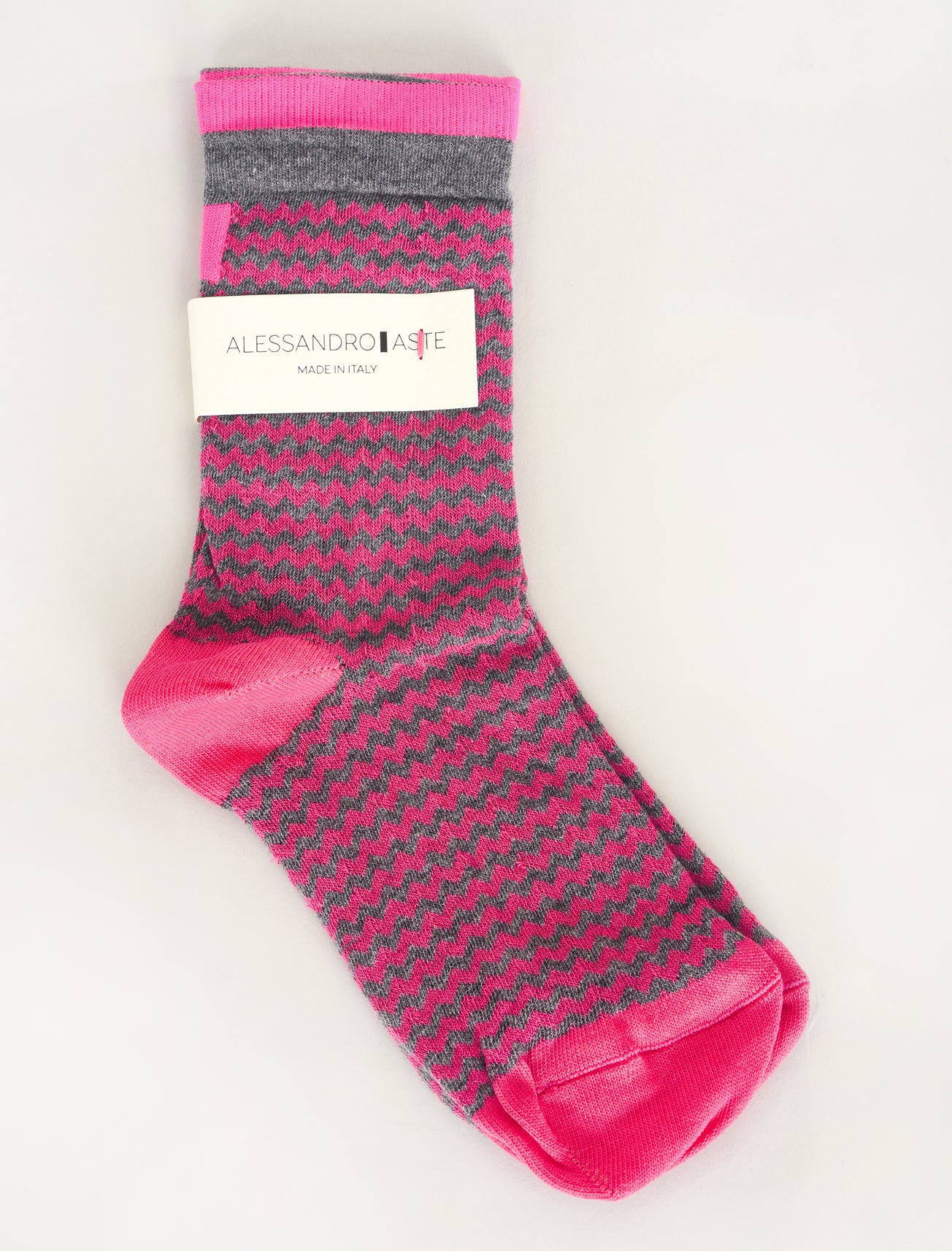 Alessandro Aste Wavy Stripe Socks, Magenta/Gray One Size Magenta