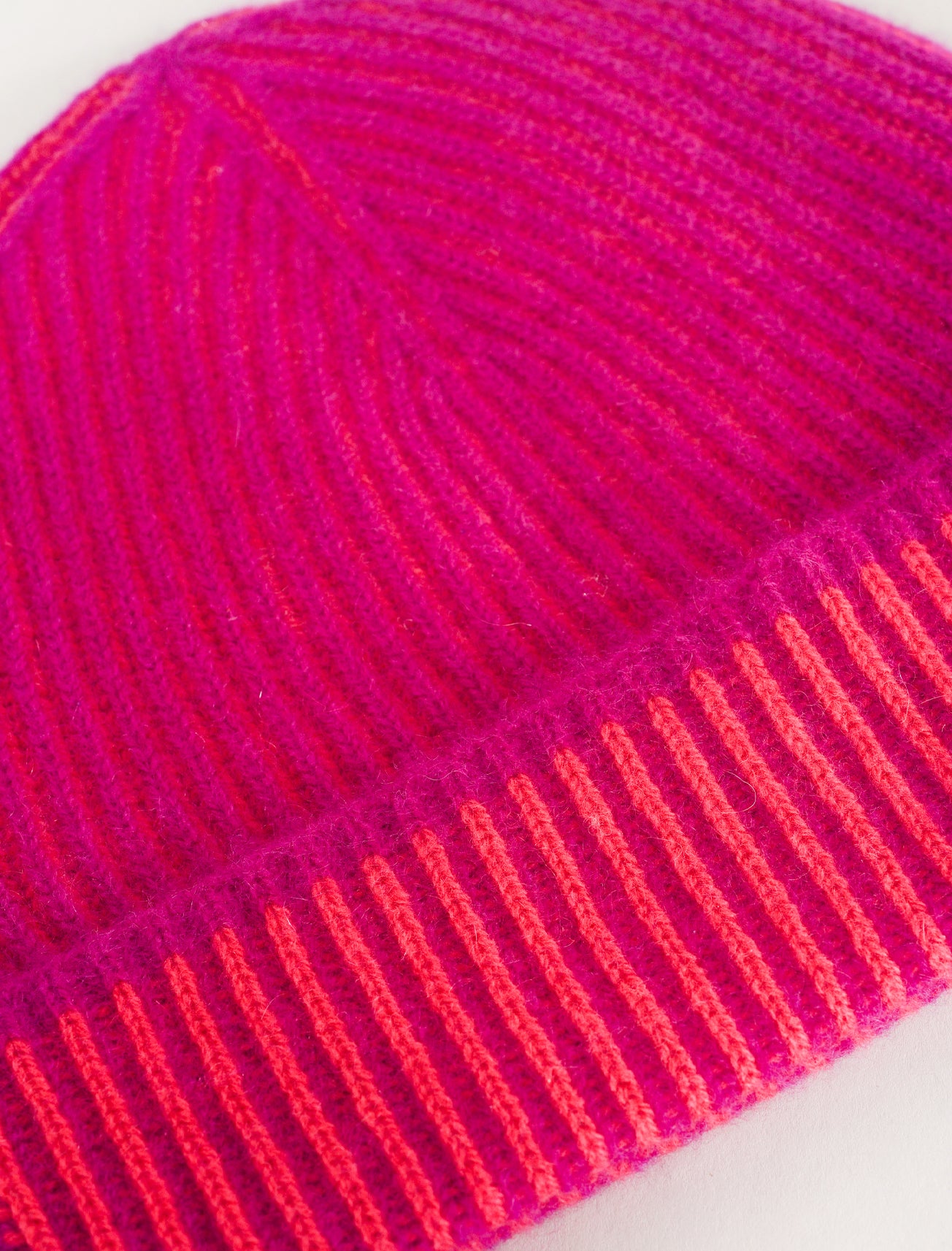 Kinross Cashmere Plaited Rib Cashmere Hat, Magenta/Poppy One Size Magenta