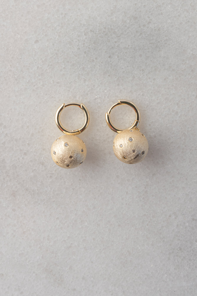 Rachel Reinhardt Vermeil Disco Ball Earrings, Brushed Gold 
