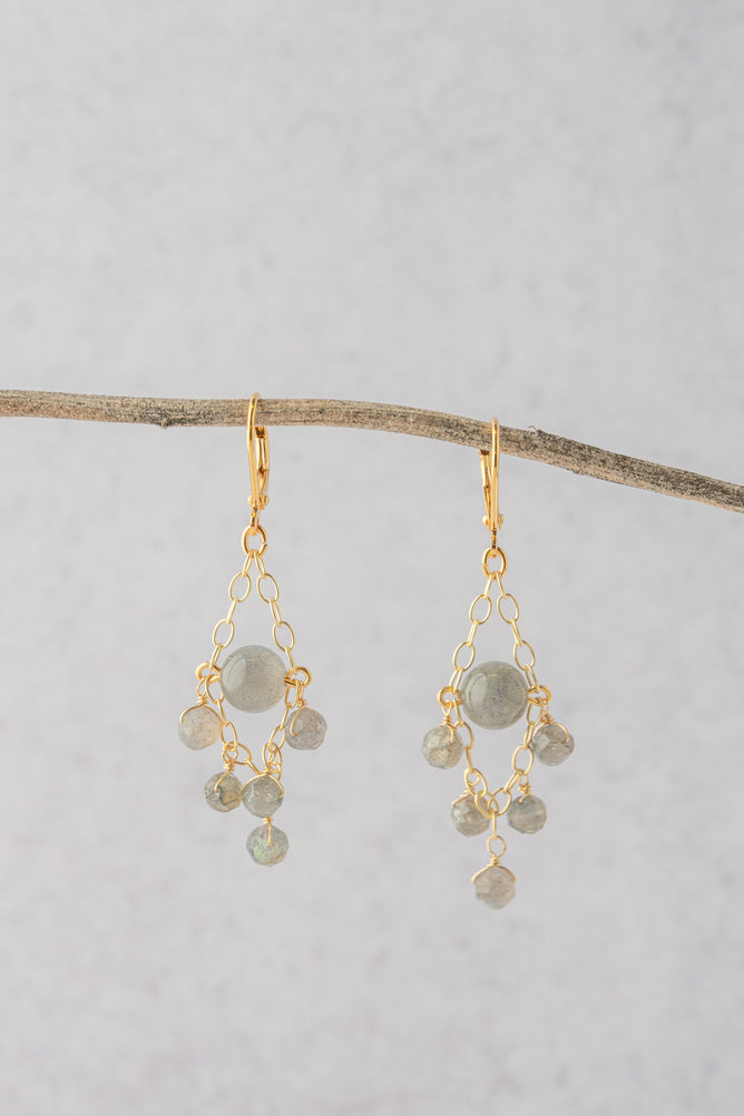 Rachel Reinhardt Labradorite Mini Chandelier Earrings, Gold 